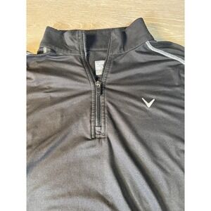 Callaway Mens LG Black Quarter Zip Golf Pullover Long Sleeve Performance Shirt